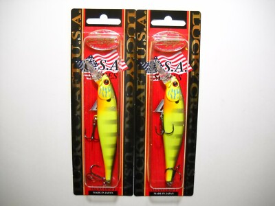 Lot of 2 LUCKY CRAFT LURES POINTER 100SP in GORGEOUS PURPLE CHARTREUSE GILL