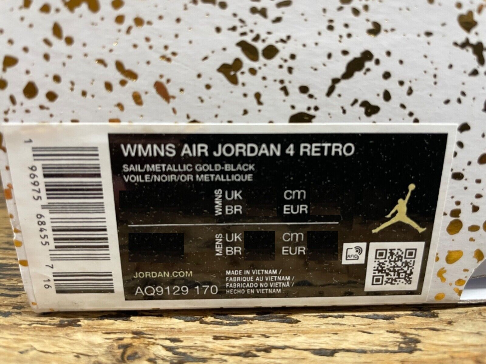 Pre-owned Jordan Sz W6-w12 Wmns Nike Air  4 Retro White Metallic Gold Aq9129-170