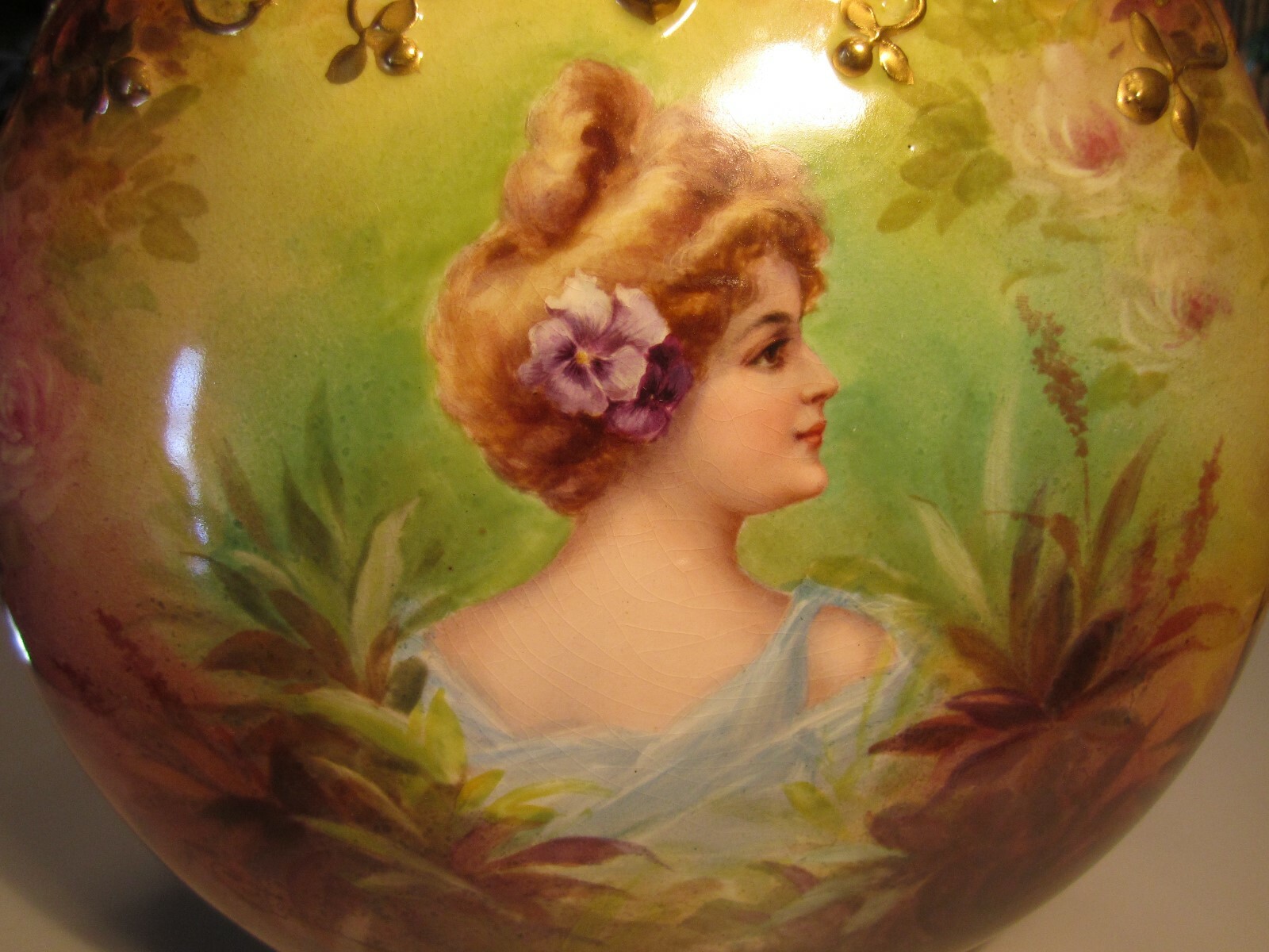 Antique Royal Bonn Young Lady Bust Portrait Artist Signed F Cuttgeroll Vase