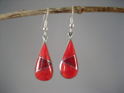 Handcrafted Red Jasper Stone Mosaic Teardrop Dangle Earrings Fair Trade