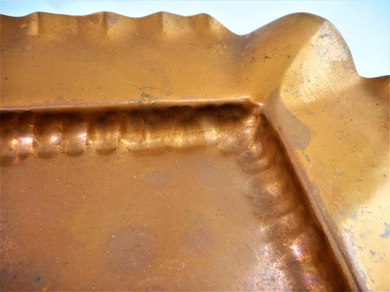 Vintage Hand Wrought Solid Copper Arlidge & Son Arts & Crafts Vanity Tray