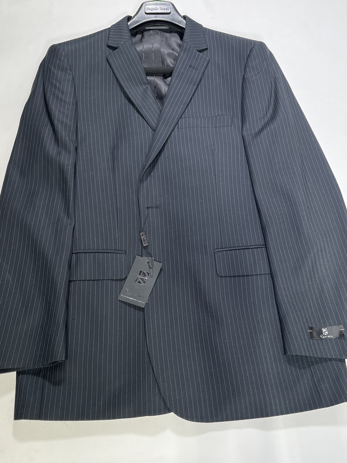 Mens Renoir Black Pinstripe Two Button Sport Coat 40L NEW