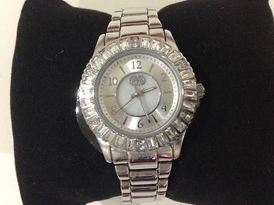 Rhino By Marc Ecko Silver Tone Crystal & Mother-Of-Pearl Women's Watch E8m123MV 