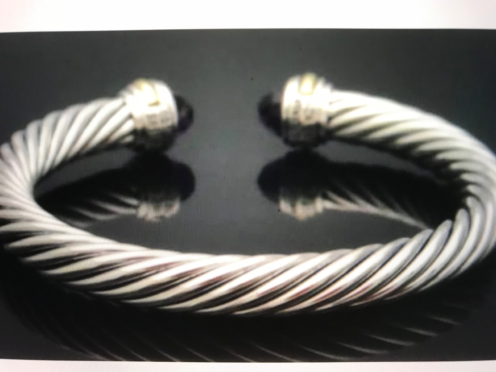 David Yurman Cable Classic 7mm Cuff Bracelet Amethyst 14k Gold Sterling Silver