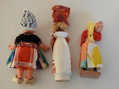 Lot of 3 World Costume Outfits Dolls from Holland Lebanon & Russia