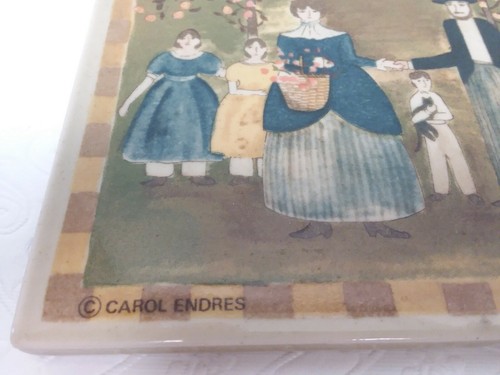 Carol Endres Folk Art Ceramic Tile Otagiri Japan 1996 Enesco