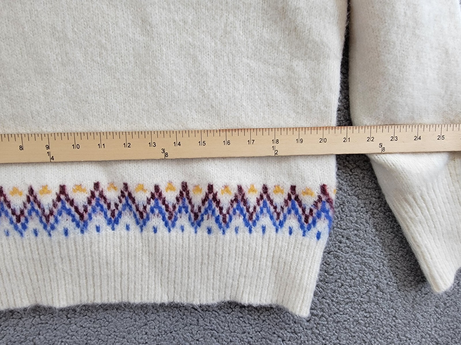 AQUA Fair Isle Sweater Women's M Cream Multi Crew Neck Long Sleeve Pullover - Picture 7 of 15