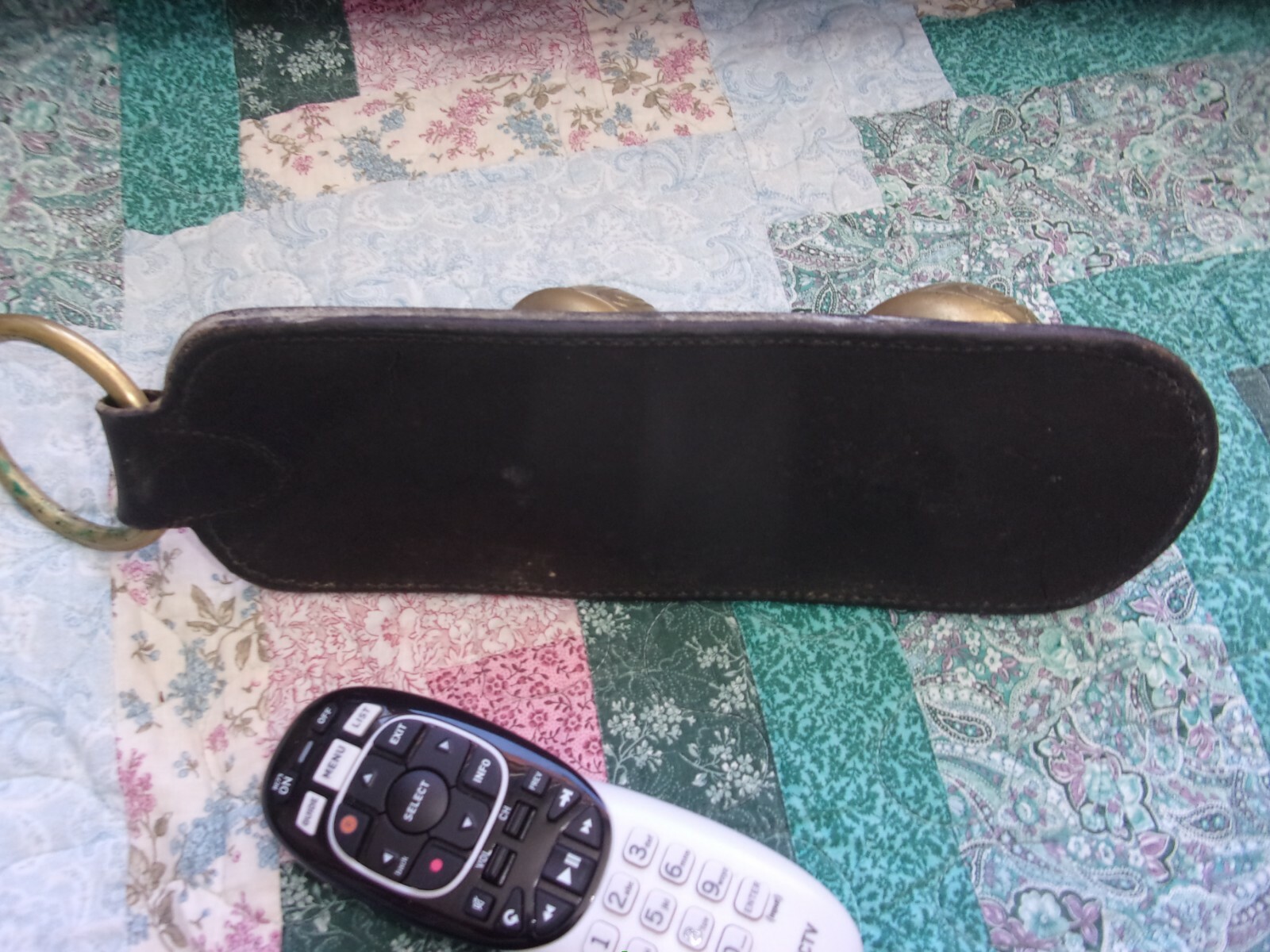 Vintage brass bells very large size 15 sleigh bells salvation army ? leather