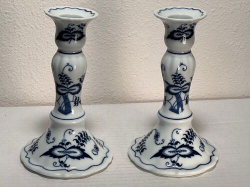 2 Blue Danube Blue Onion Candlestick Candle Holders Rectangle Mark