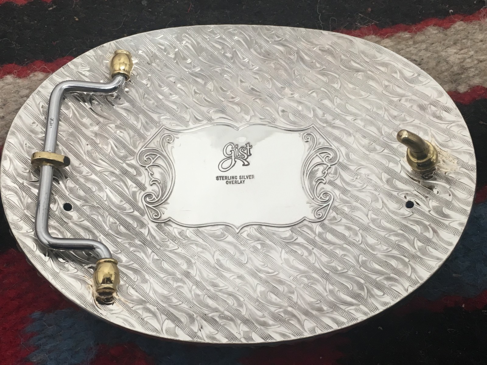 GIST CHAMPION REINING HORSE BUCKLE STERLING SILVER