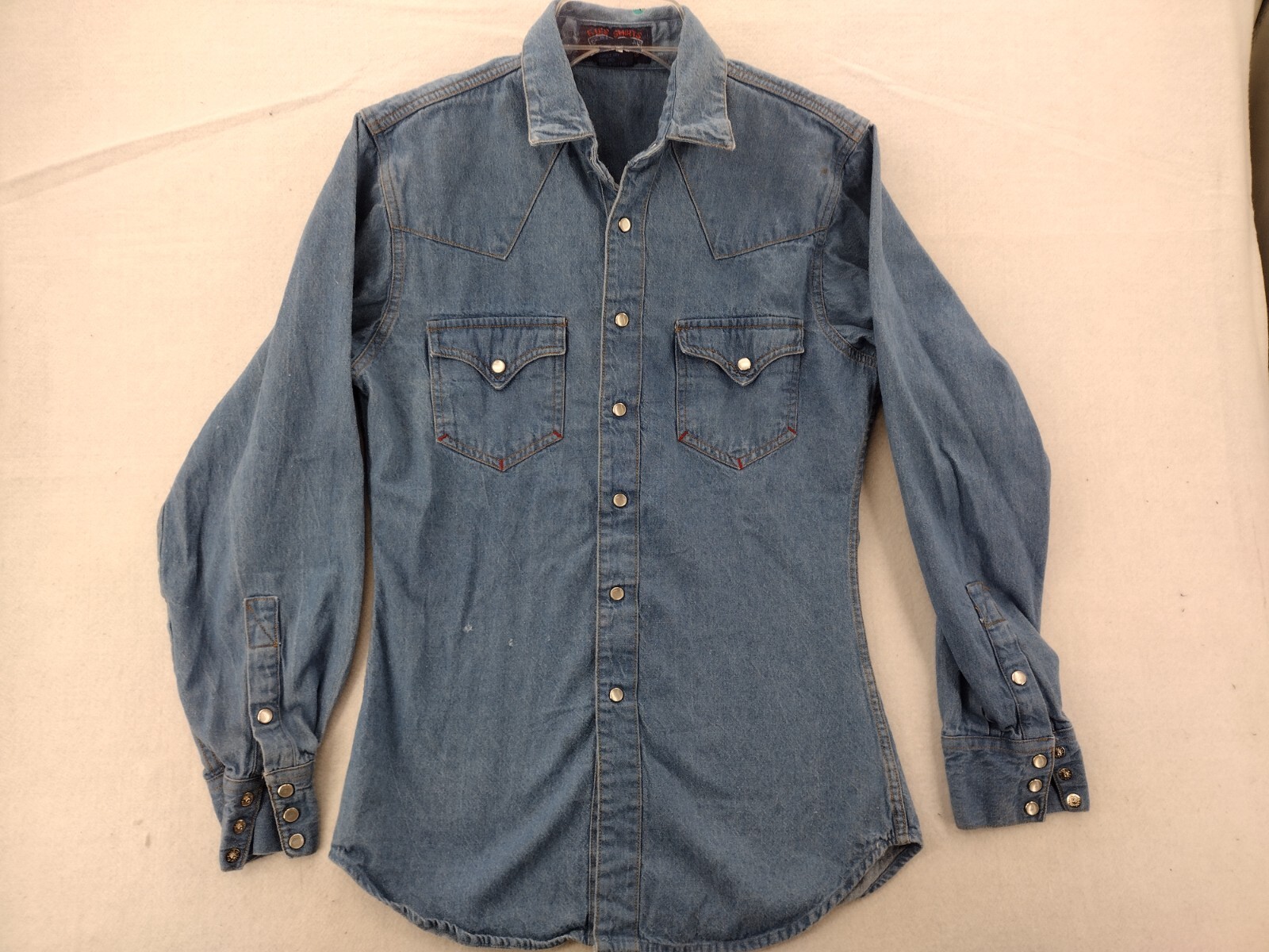 FU's Denim Shirt Mens Medium Long Sleeve Western Snap 90s | eBay