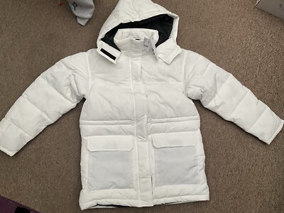 TOPSHOP LADIES PUFFA JACKET COAT WHITE HOODED RRP £69.99 BNWT UK 6