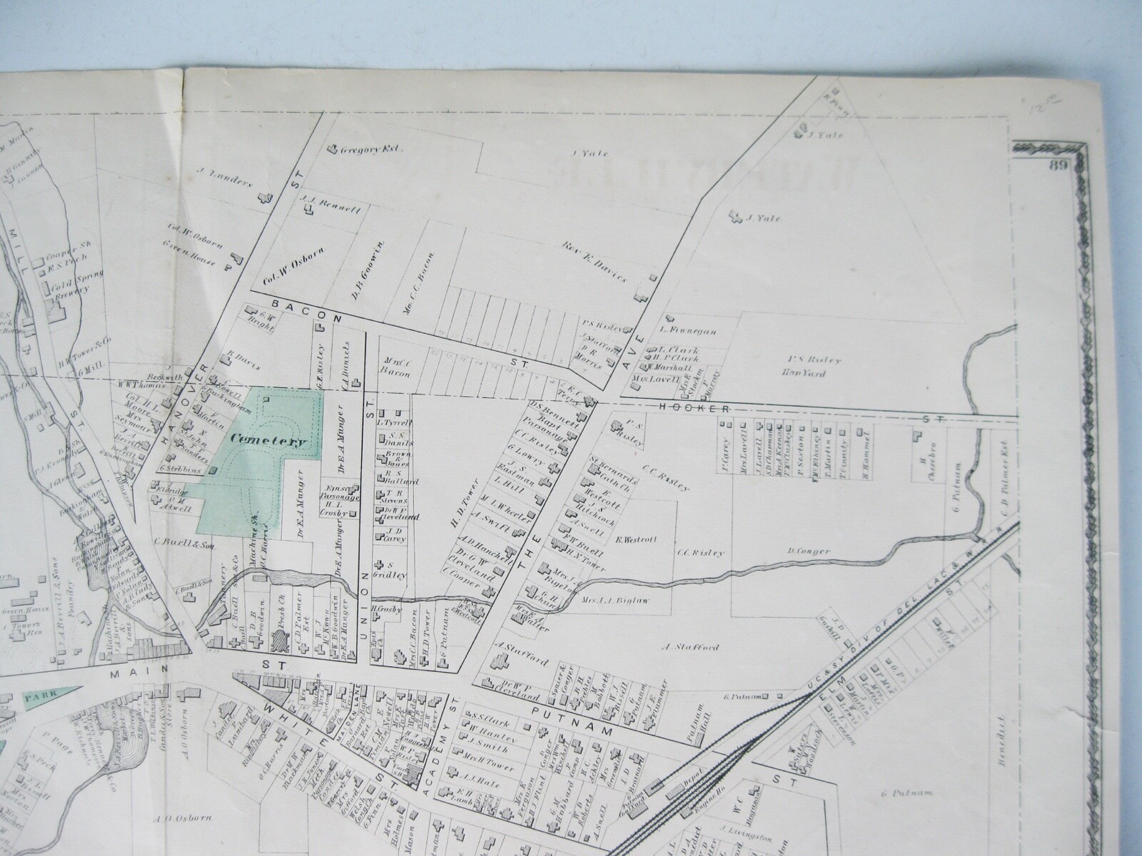 Vintage 1874 Map – Waterville in Oneida County, NY