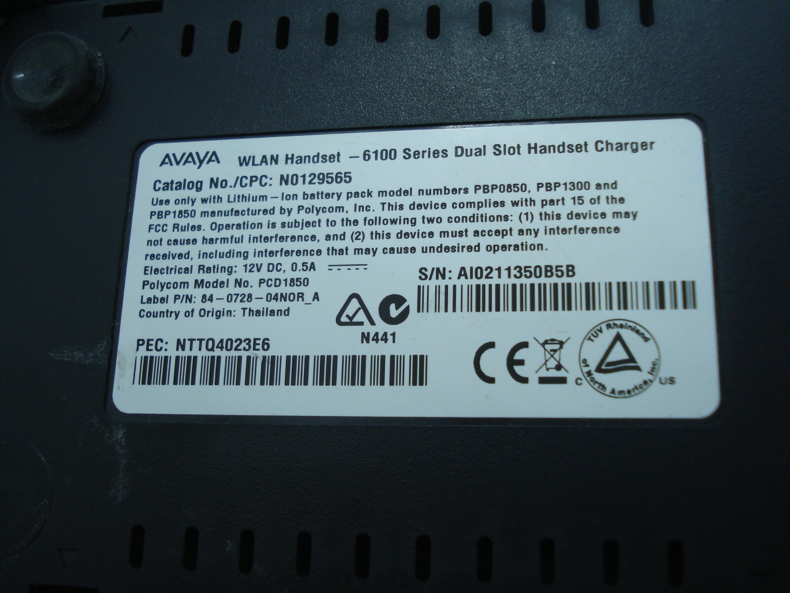 Nortel Avaya 6000/8000 Series Dual Slot Handset Charger 6100 NTTQ4023E6 Cordless
