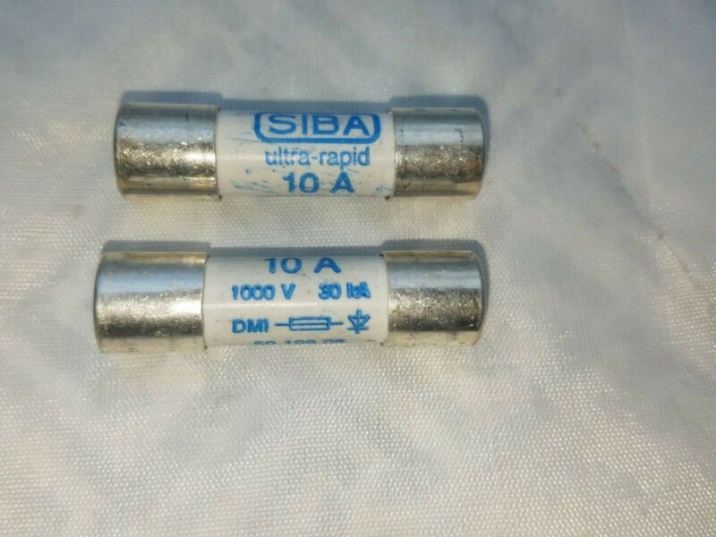 2(lot) New Siba 5019906.10 10.urz 10a 1000v 10mm X 38mm Ceramic Dmi Fuse