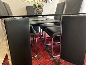 Glass dining table 6 chairs can fit up to 8 | Dining Tables | Gumtree