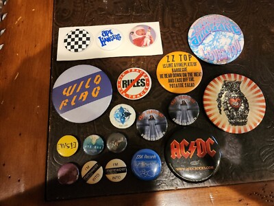 19 Vintage 1980s Rock Pinback Button Pins Incubus ACDC ZZ Top Ozzy TK11 