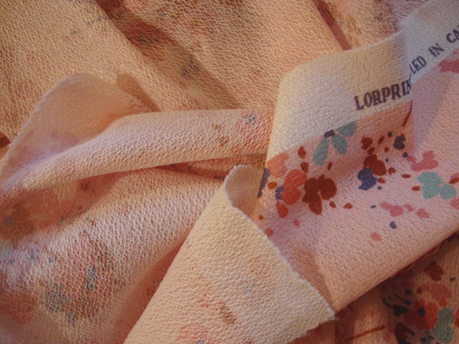 Vintage California Lorprint Single Knit Polyester Fabric Pink Floral 4 Ydsx 57