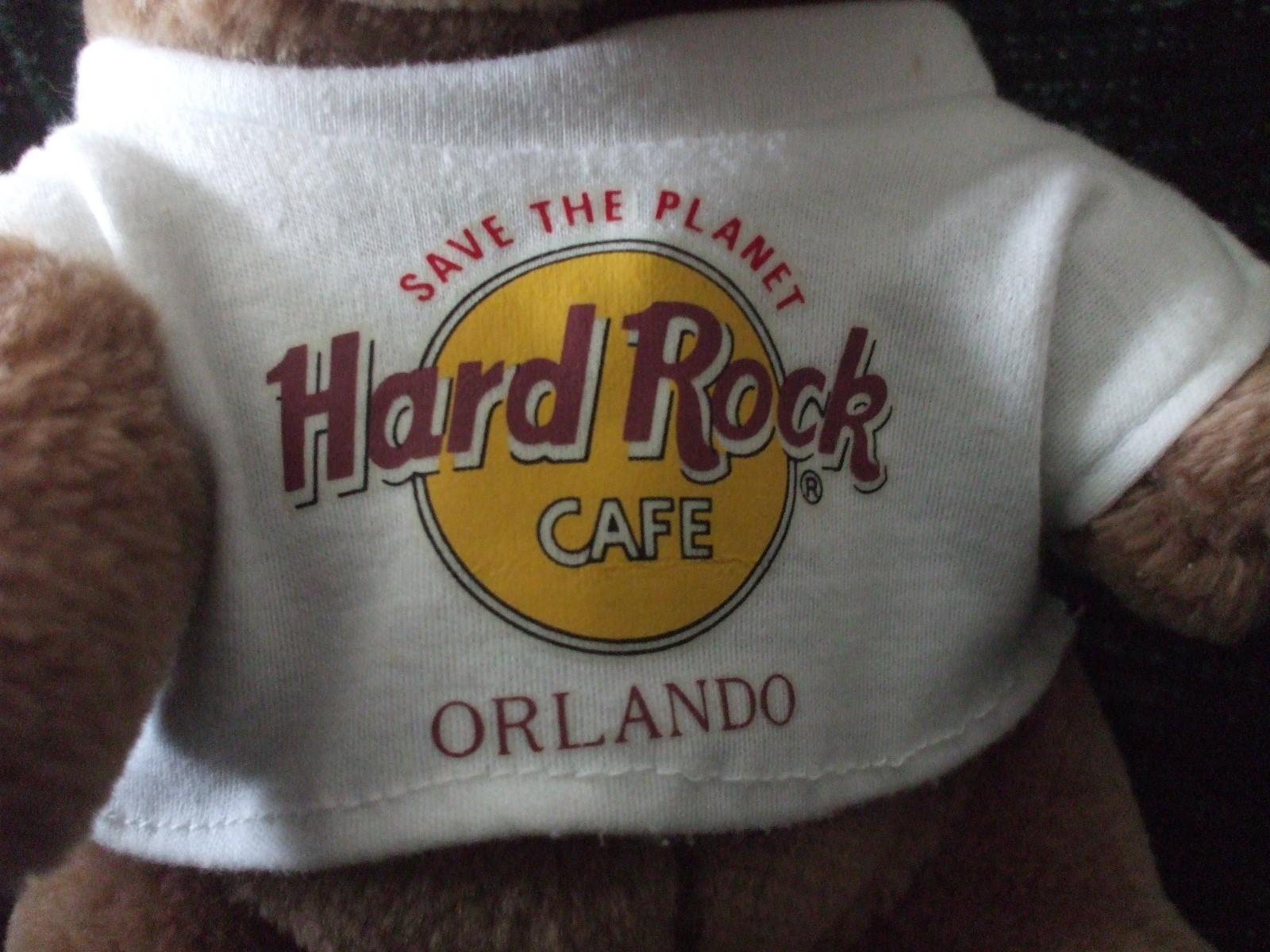 Teddy Bear Hard Rock Cafe Stuffed Plush in T Shirt Save the Planet Orlando 10