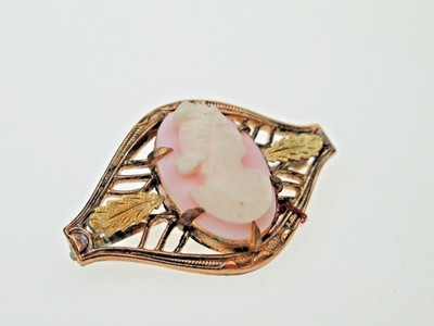 ESTATE 1890'S ANTIQUE VICTORIAN GOLD FILLED CAMEO BROOCH PIN