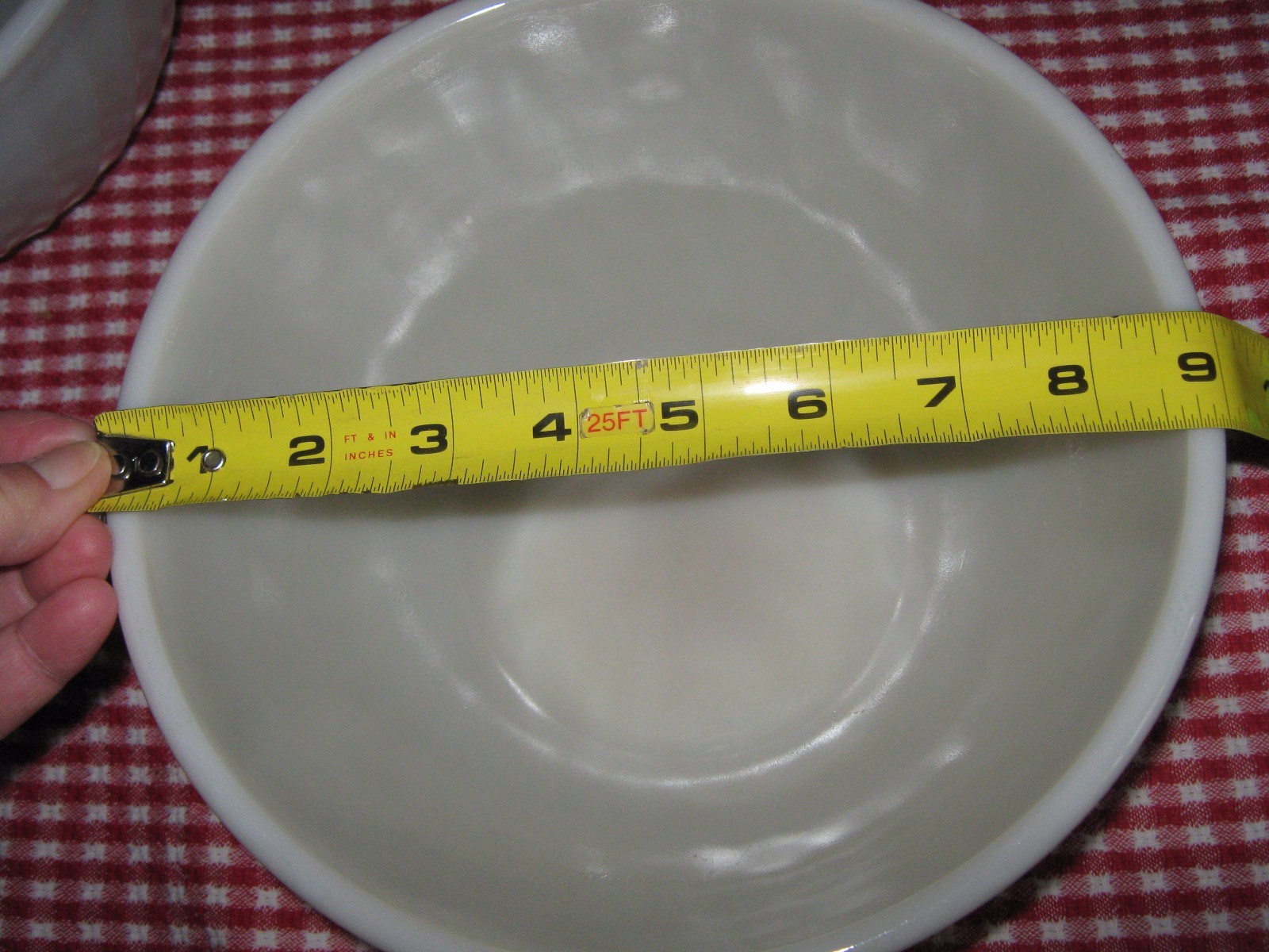 REDUCED Vintage Anchor Hocking Fire King Mixing Bowl Ecru Swirl Milk Glass 9