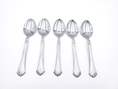 A set of 5   Rogers International Silver CASCADE Stainless Steel Flatware Spoons