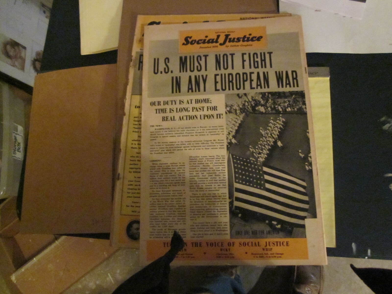 2 COPIES OF SOCIAL JUSTICE BY FATHER COUGHLIN 1939!