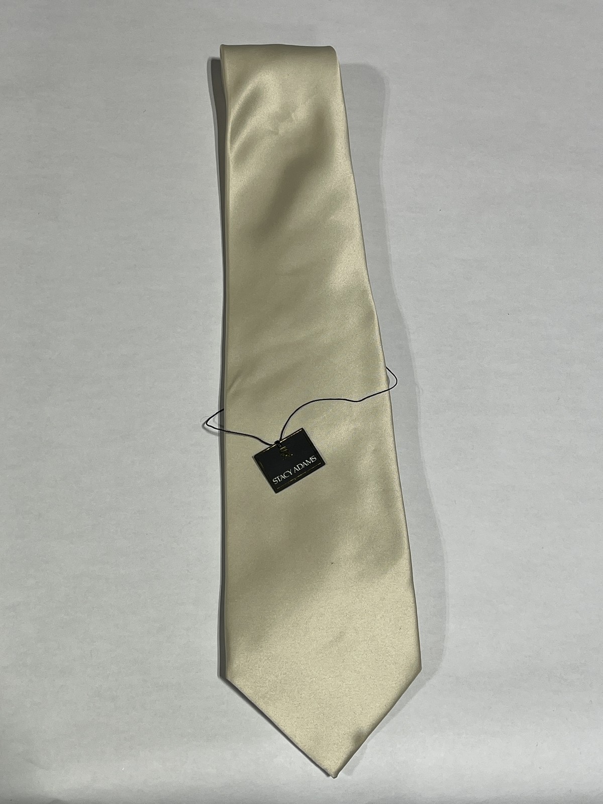 Mens Stacy Adams Beige Tie With Matching Pocket Square Hand Made NEW