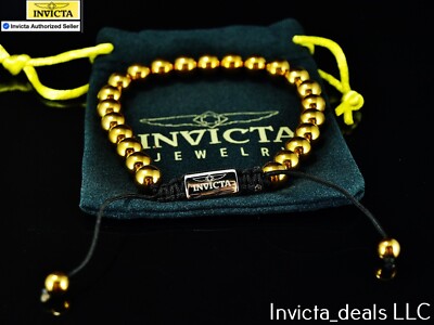 Invicta Authentic Jewelry Elements Hematite GOLD Tone Stainless Steel Bracelet