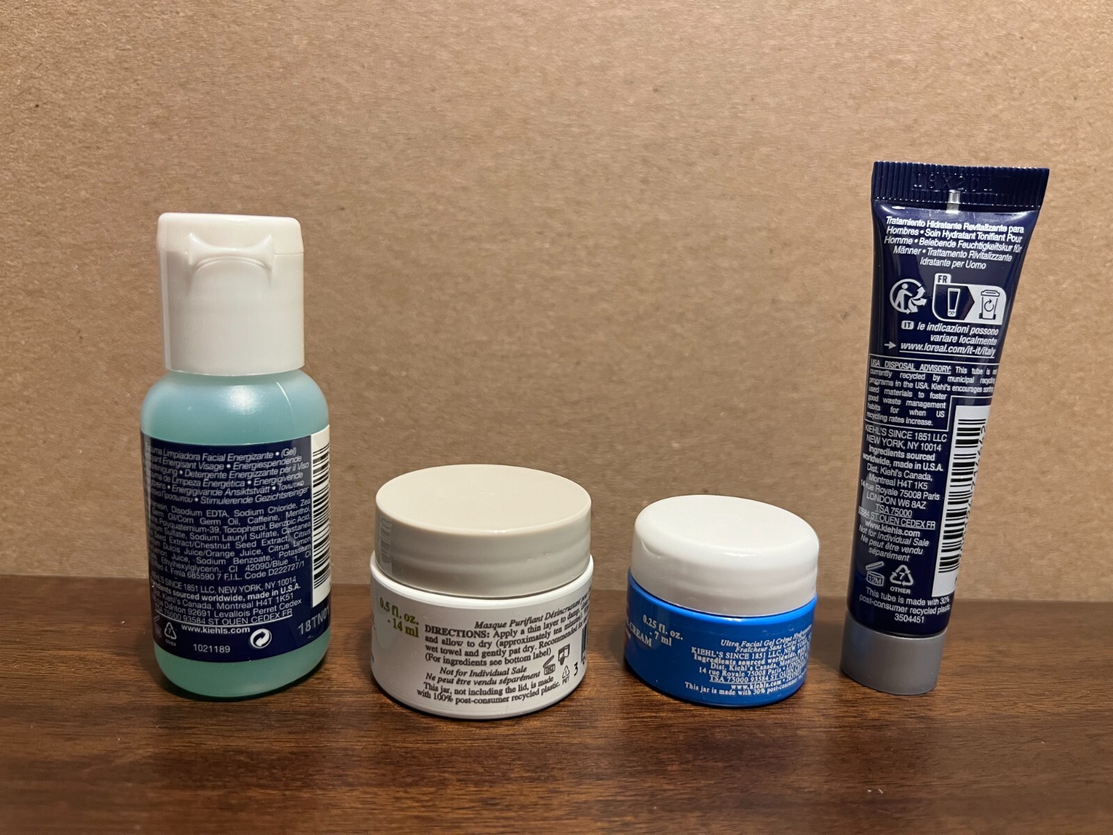 Kiehl's 4 Pc Travel Set Facial Fuel Deep Pore Cleansing Masque Ultra Facial