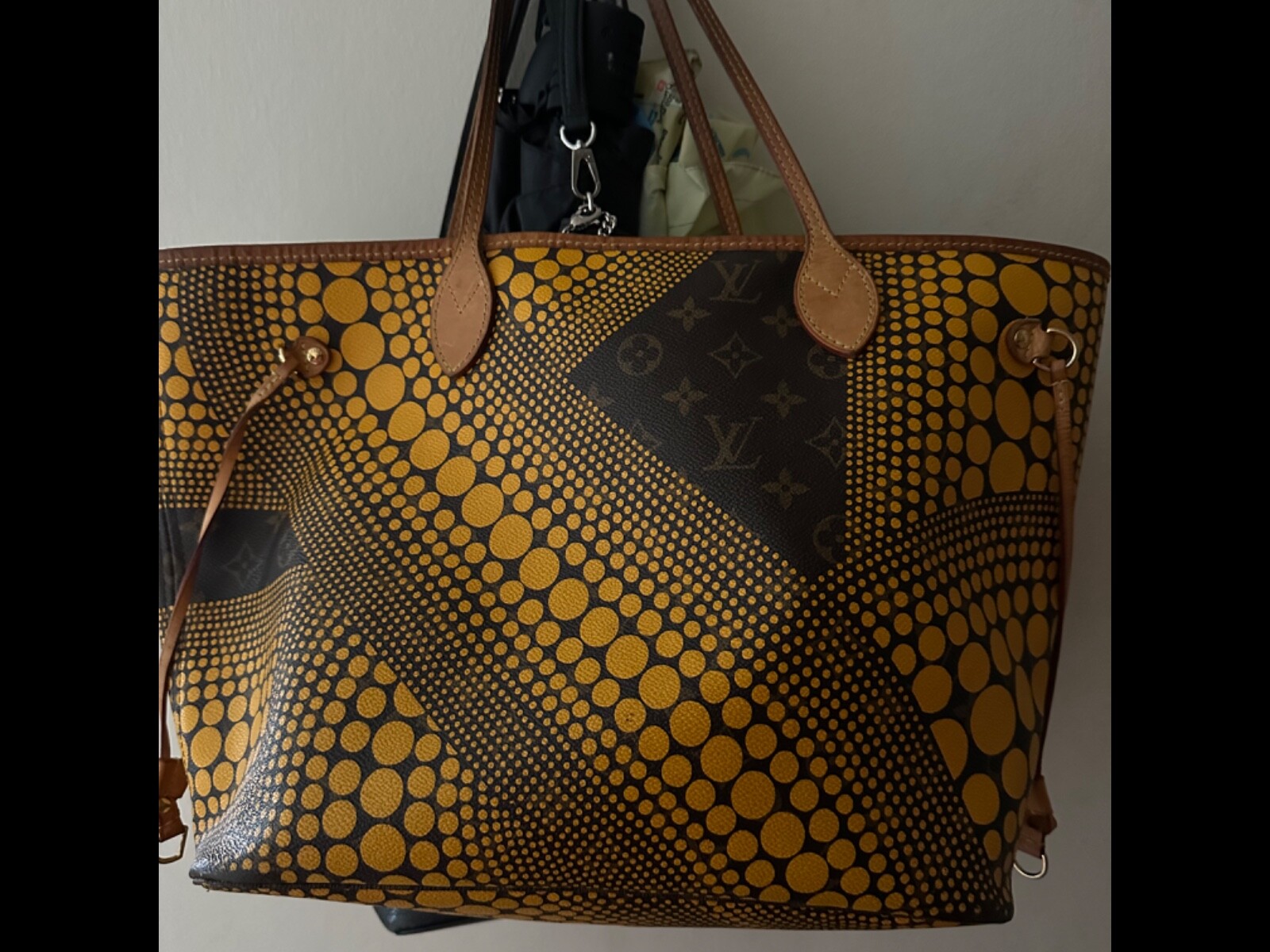 LOUIS VUITTON Monogram Yayoi Kusama Neverfull MM Bag Yellow