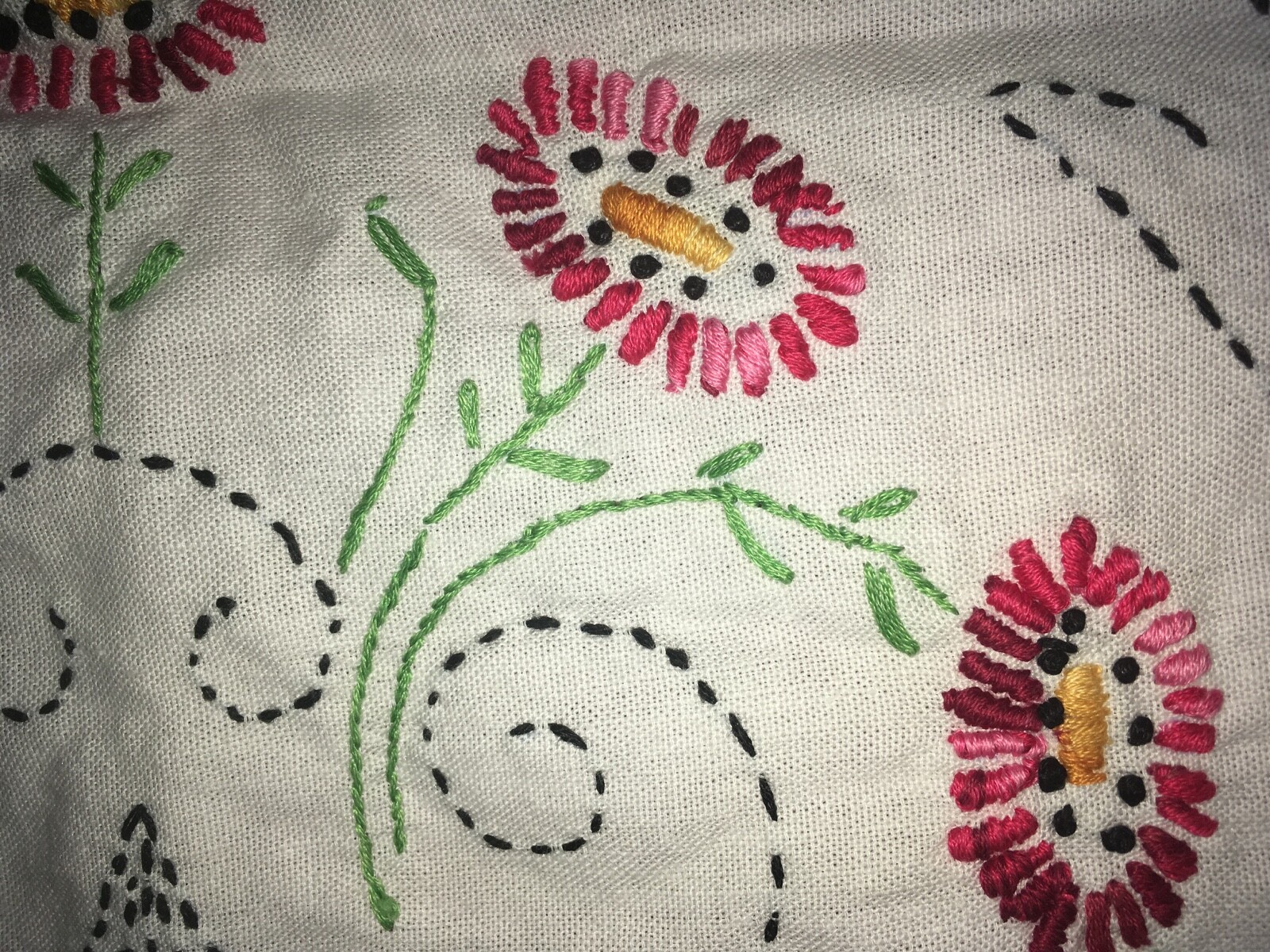 Vintage Embroidered Table Topper, 24