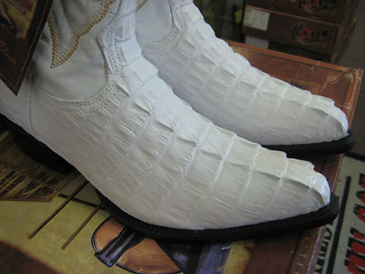 Pre-owned Los Altos Boots Los Altos Women White Genuine Crocodile Tail Western Cowboy Boot (m) L091281