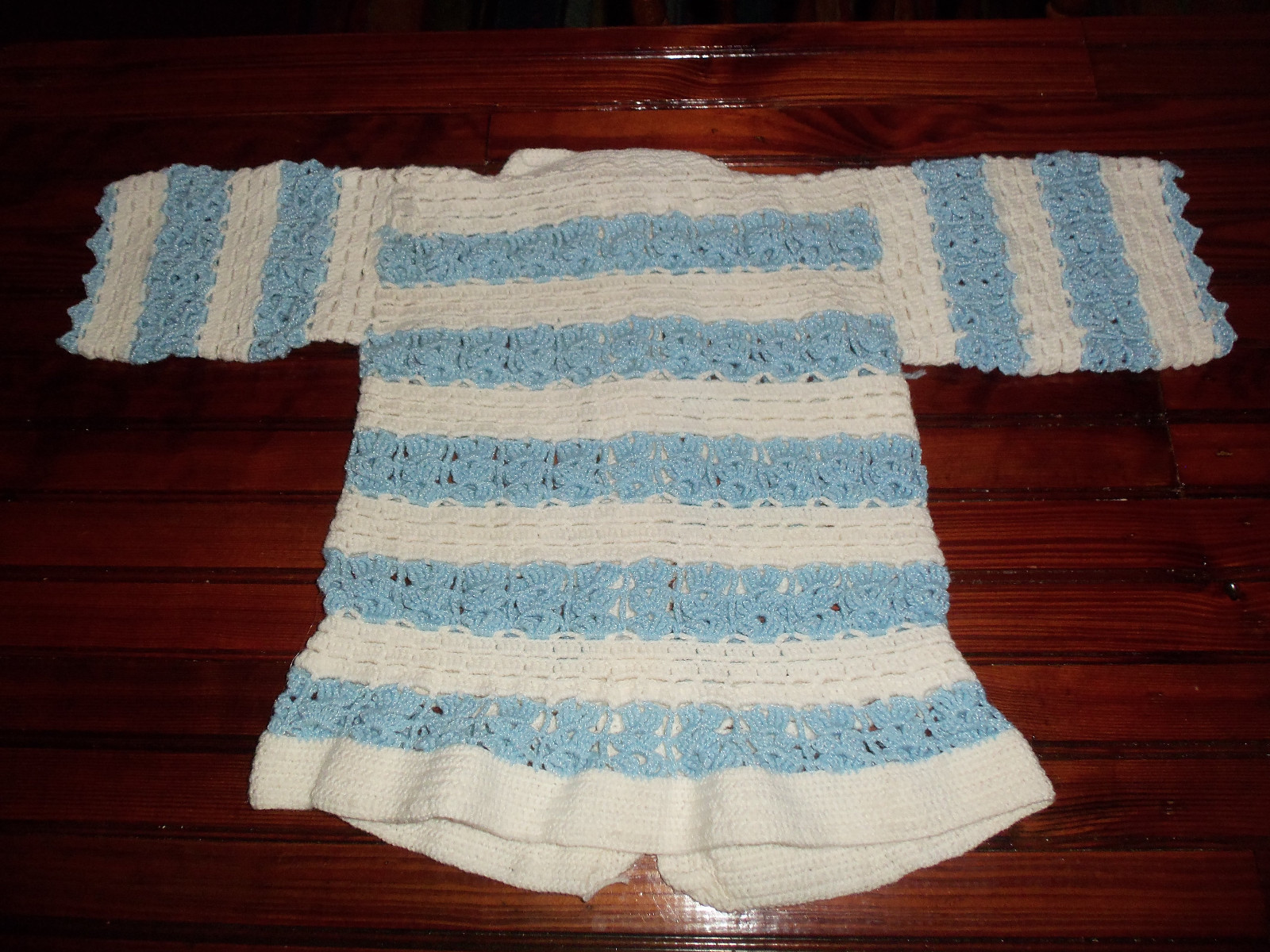 HANDMADE CROCHET TODDLER SWEATER - BLUE & WHITE - VINTAGE