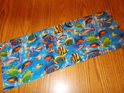Bathroom Tropical Fish decor ocean MINI table topper Toilet Tank Topper blue