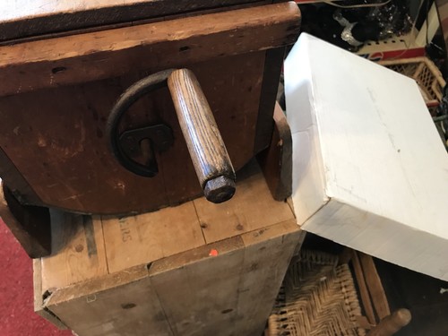 ANTIQUE WOOD HAND CRANK BUTTER CHURN 13