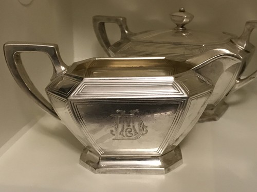 Vintage Sterling Silver Creamer and Covered Sugar Monogrammed