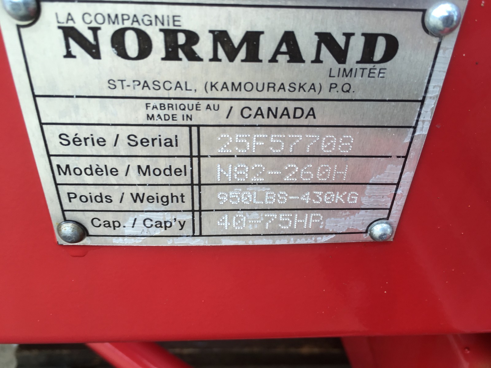 New Normand N82 260H Snowblower Two Stage 3pt PTO Powered Hyd. Chute Angle