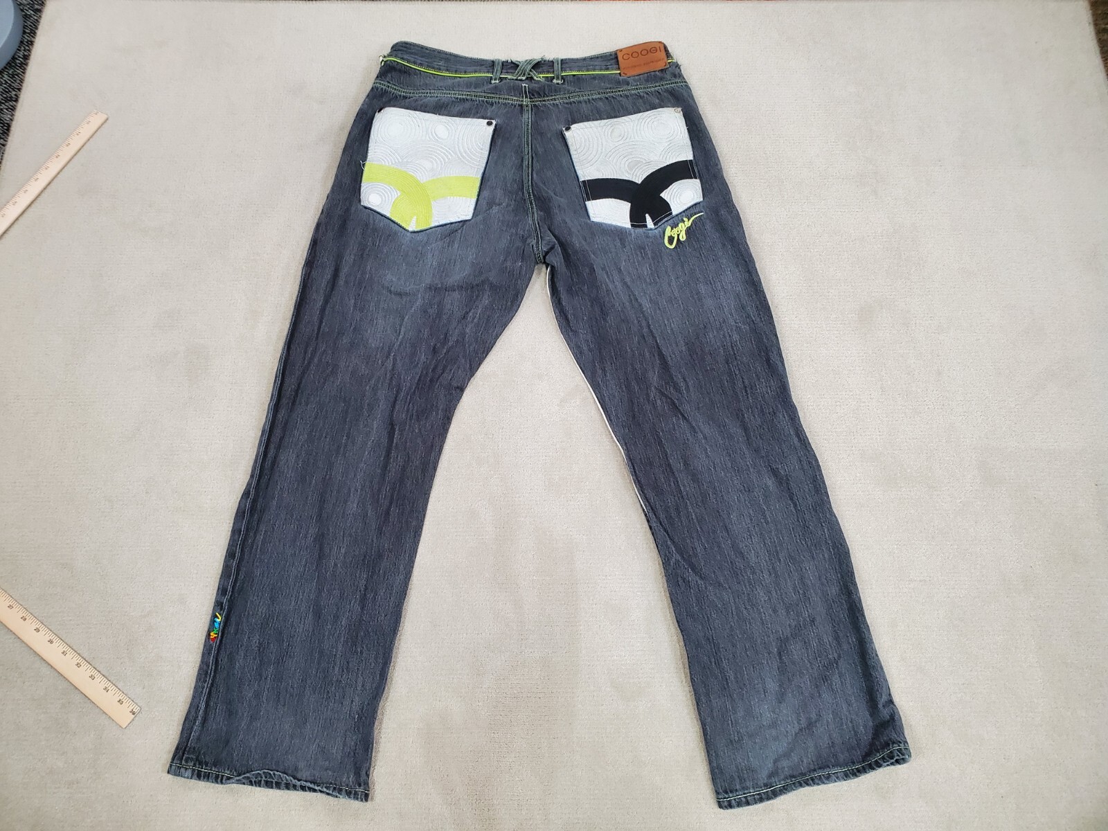 VINTAGE Coogi Jeans Mens 38x33 Black Baggy Loose Skater Wide