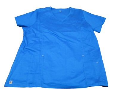 Maevn Womens Blue Uniform Scrub Top Healthcare Professional Nurse Work Wear XL