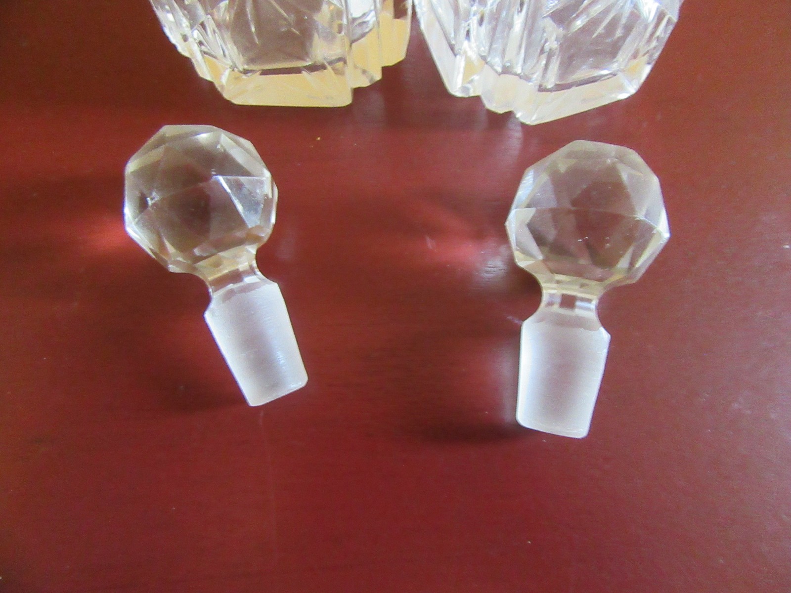 Vintage Crystal,Petite decanter Perfume Bottles (2),facet cut stopper,4 1/2