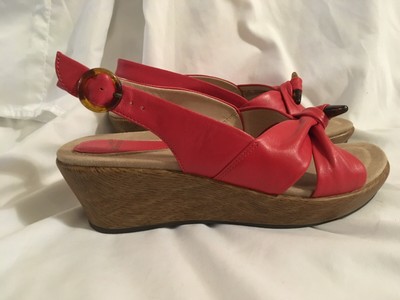 Dansko Womens 41 Sandals Alize Strappy Red Glove Leather Slingback Boho Shoes