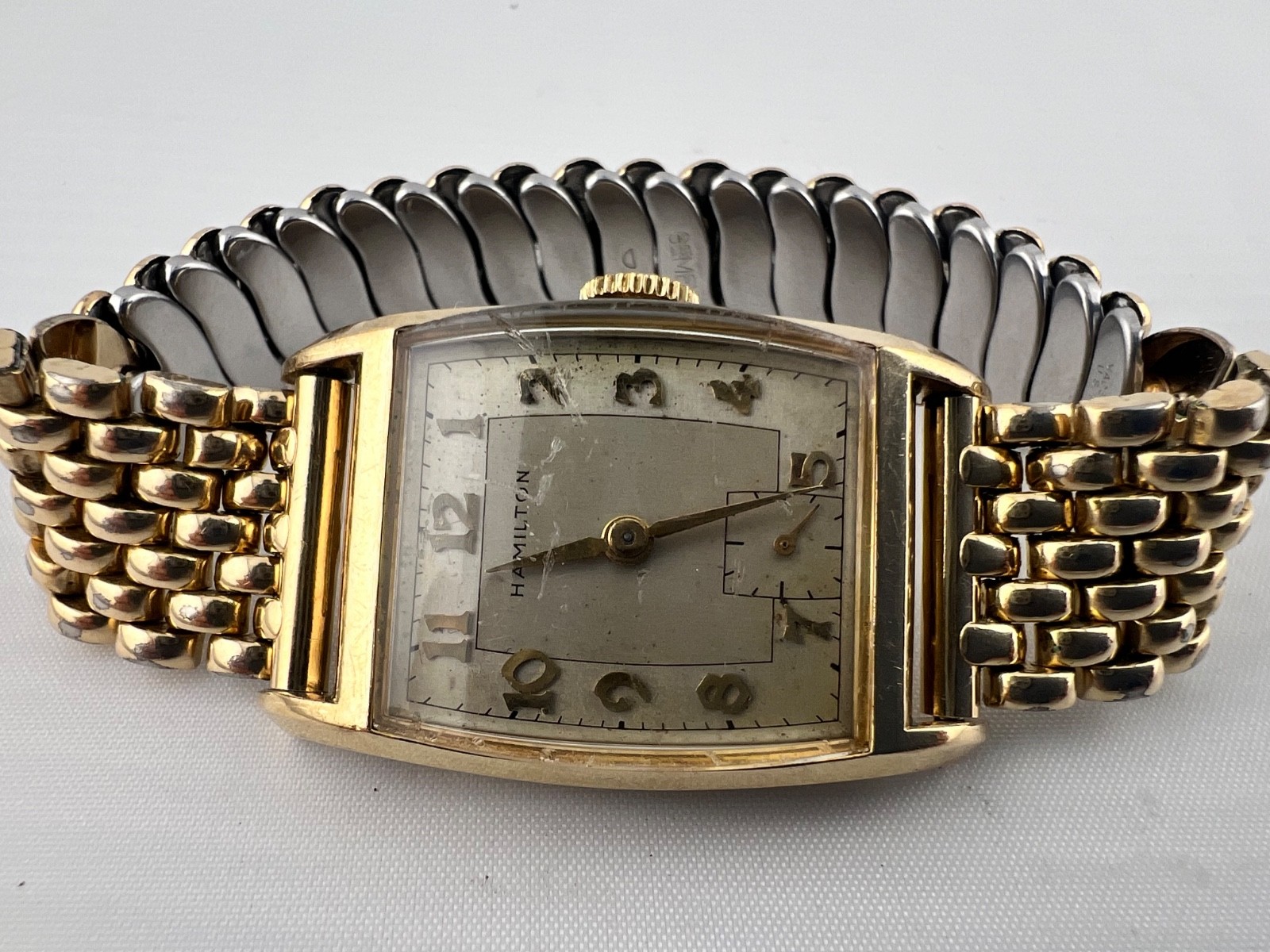 1950 HAMILTON AUSTIN Watch, 2 Tone Dial, Cal 980 17 Jewel, 10K GF