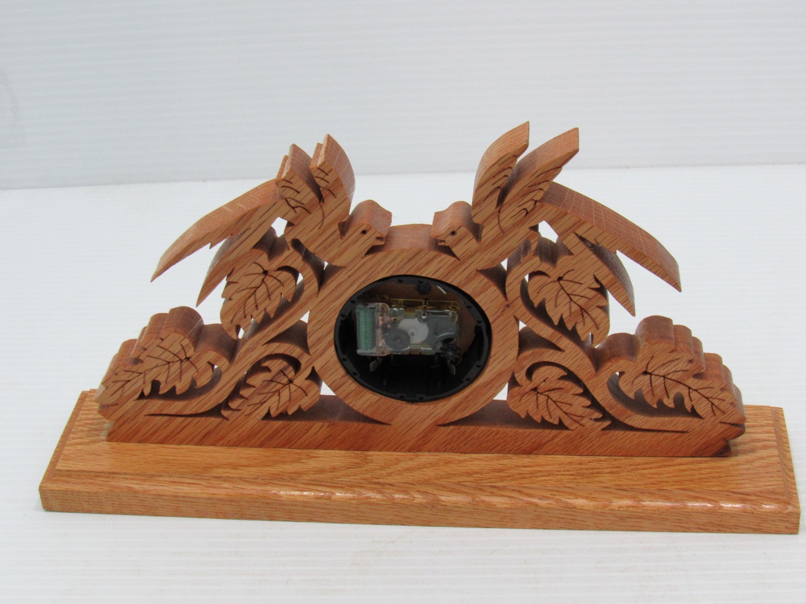 Laser Cut Wooden Bird and Leaf Mantel Desk Clock 12