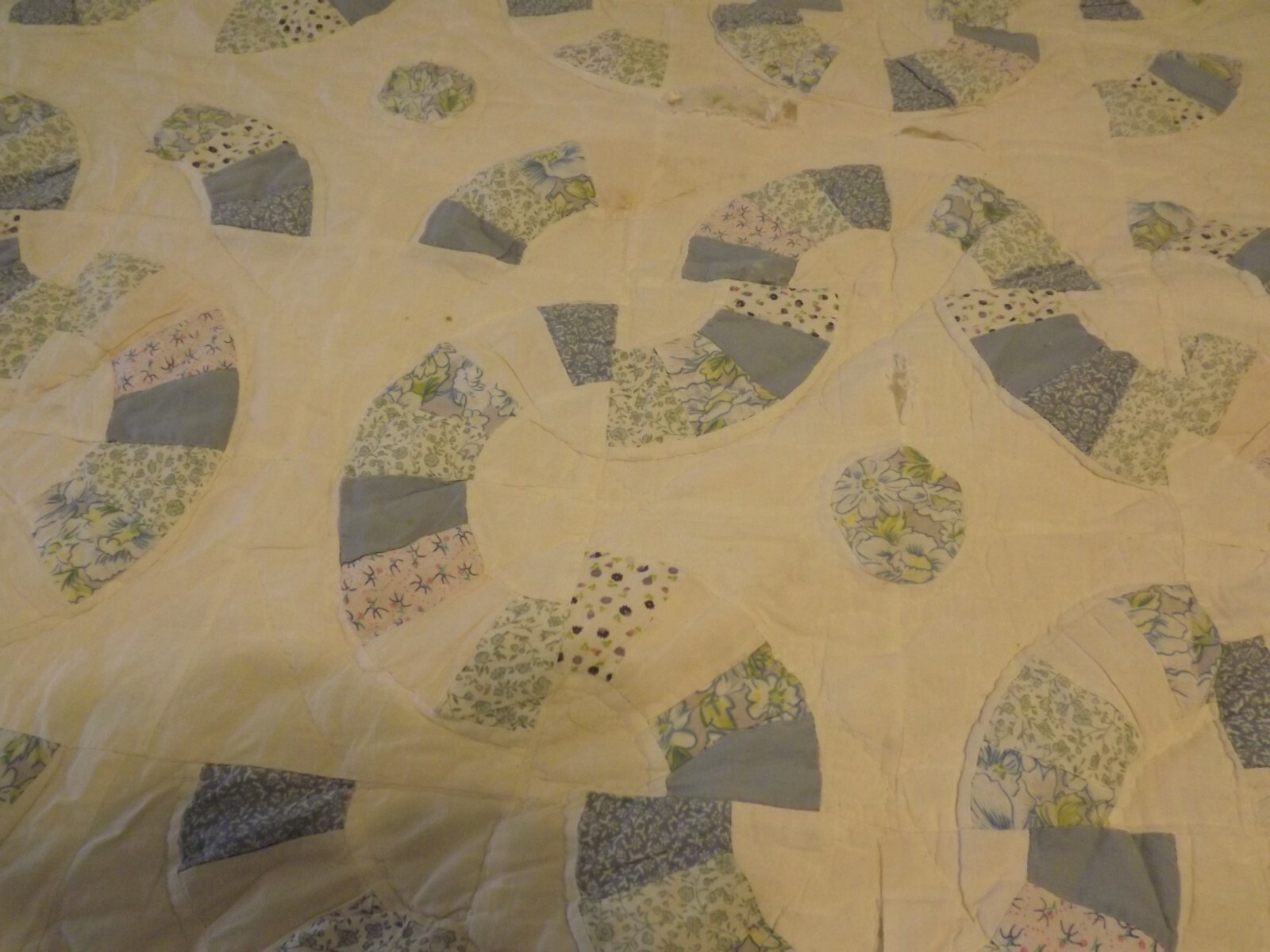 ANTIQUE QUILT~BLUE~CUTTER~SHABBY CHIC  72