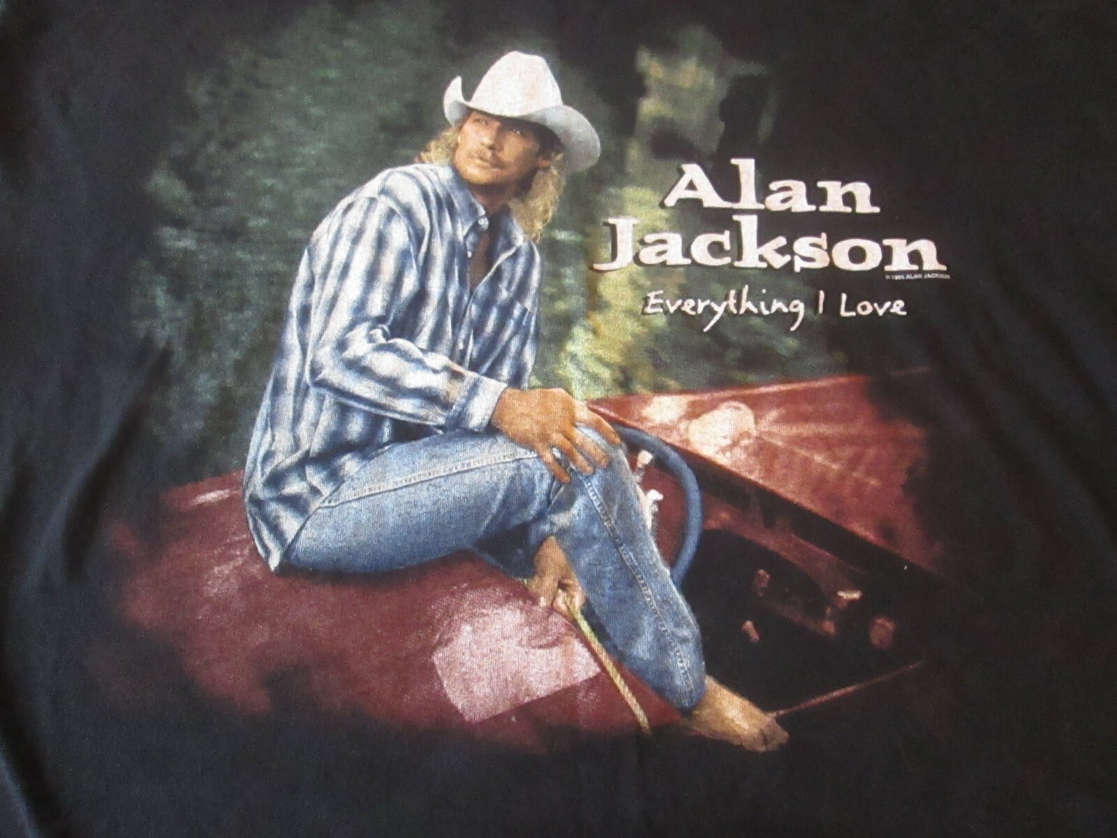 Vintage 90S ALAN JACKSON T-Shirt Black XL Double-Sided Vintage 90S ALAN JACKSON T-Shirt Black XL Double-Sided