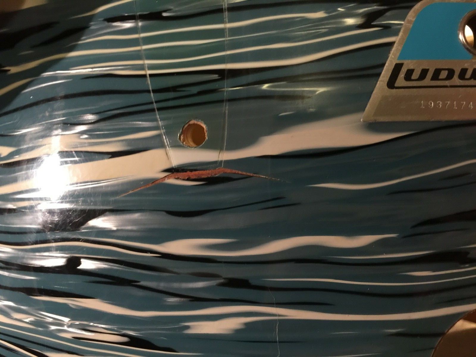 Vintage Ludwig Bass Drum Shell 1970s Blue/Olive Badge 22