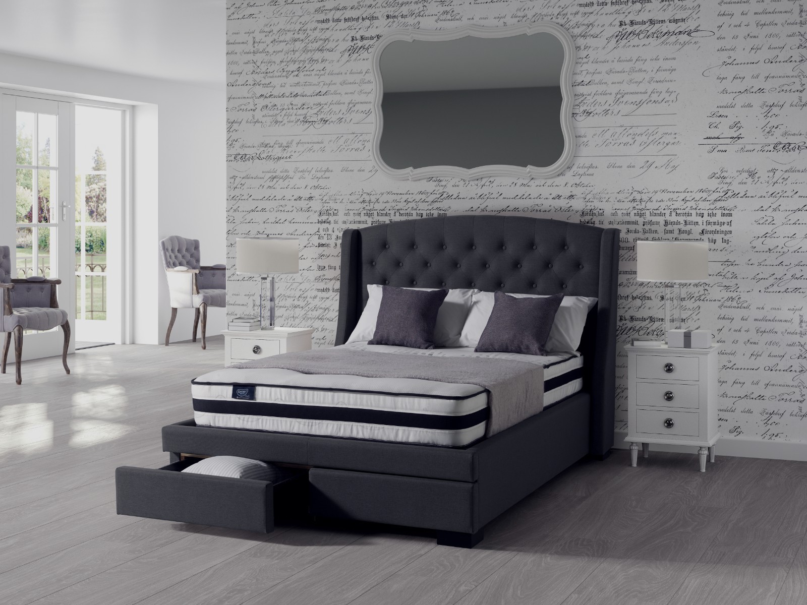 Ludlow Two Drawer Chesterfield Storage Bed Frame King Size Fabric