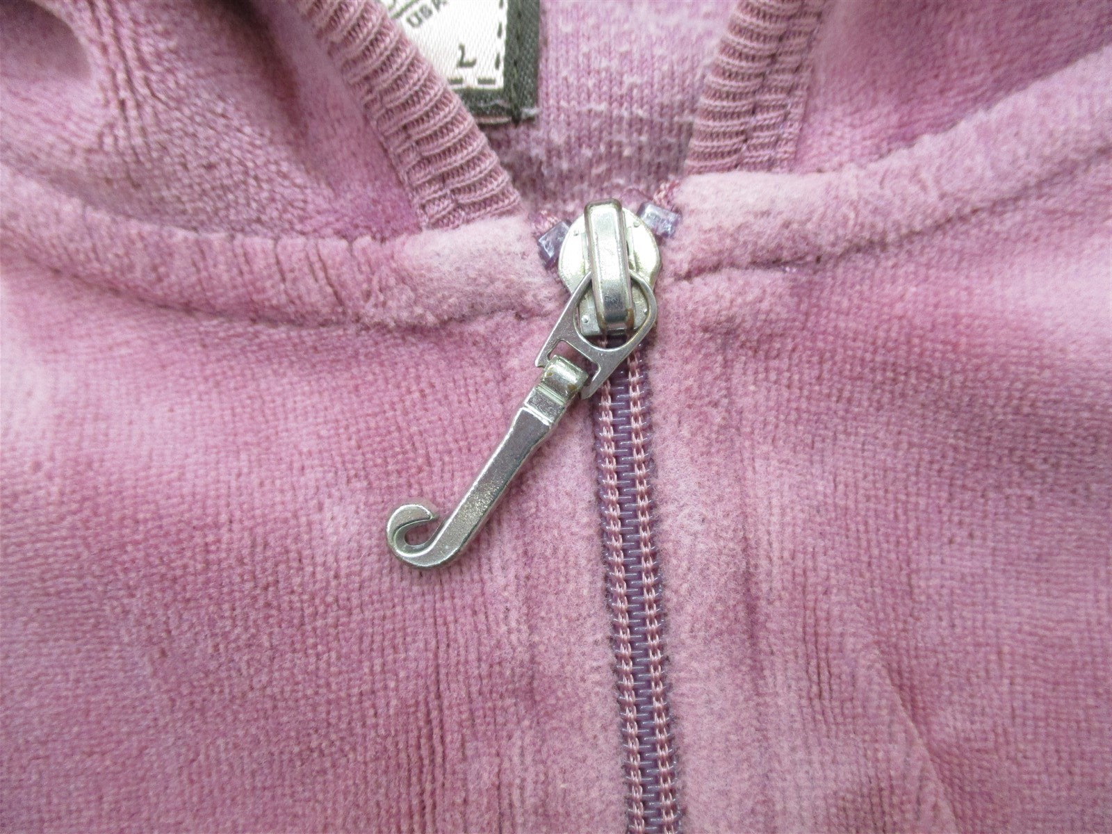 JUICY COUTURE K3080 Youth Girl's Size L Gold Logo Pink Mauve Velour Track Hoodie