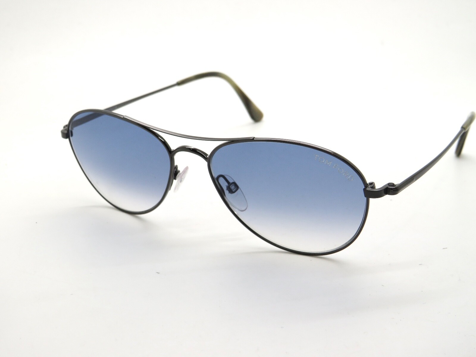 Pre-owned Tom Ford Oliver Ft 0495/s 12w Dark Ruthenium/blue Gradient 56mm Sunglasses